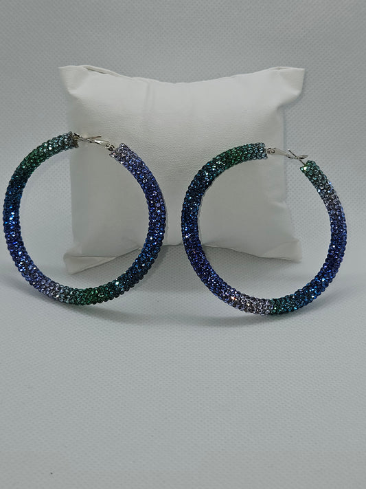 TRI COLOR OCEAN HOOP EARRINGS