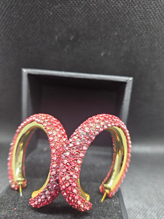 RED C HOOP EARRINGS